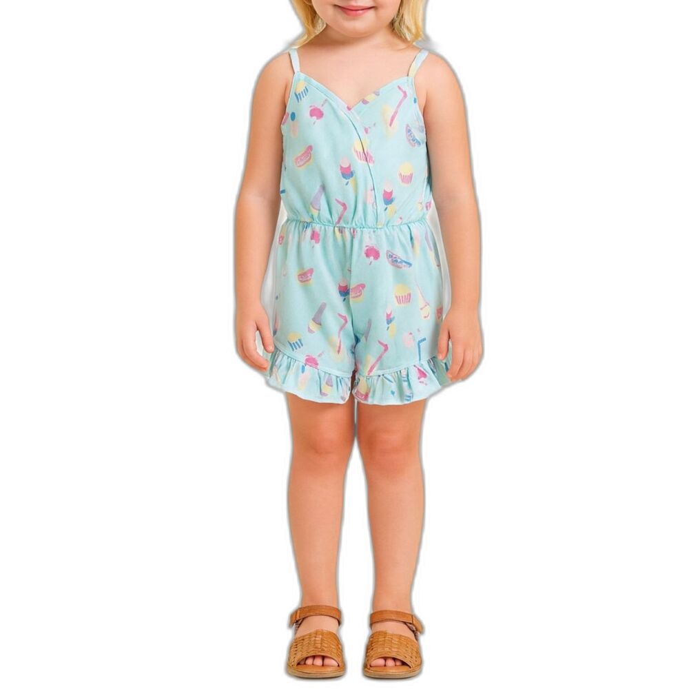 SHEIN Girls’ Vintage Drive-In Print Romper | 3T